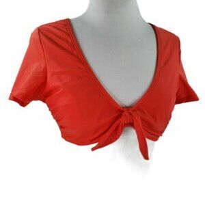 NEW! Xhilaration for TARGET Retro Red Tie Front Bikini Tankini Swim Top